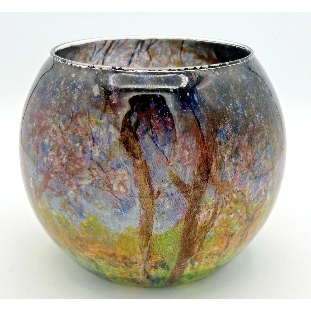 Romance Lights‎ Round Glass Tea Light Candle Holder Multi Color Forest Theme